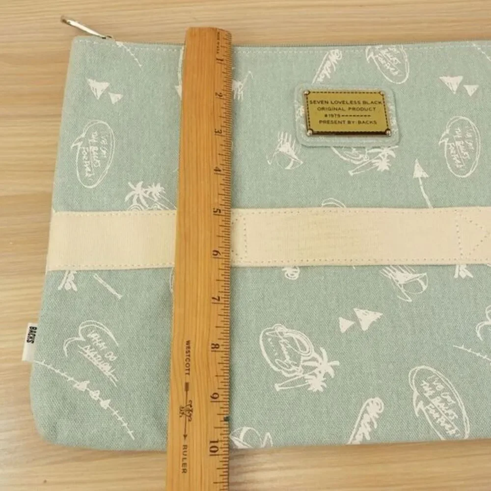 Laptop 13 Clutch Portfolio Bag Large Light Blue Cotton Document‎ Preppy BACKS